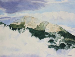 Taos Mountain in the Clouds 12 x 16